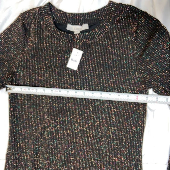 LOFT Shimmer Sweater Dress New! Multicolored glitter metallic medium black - Picture 8 of 11